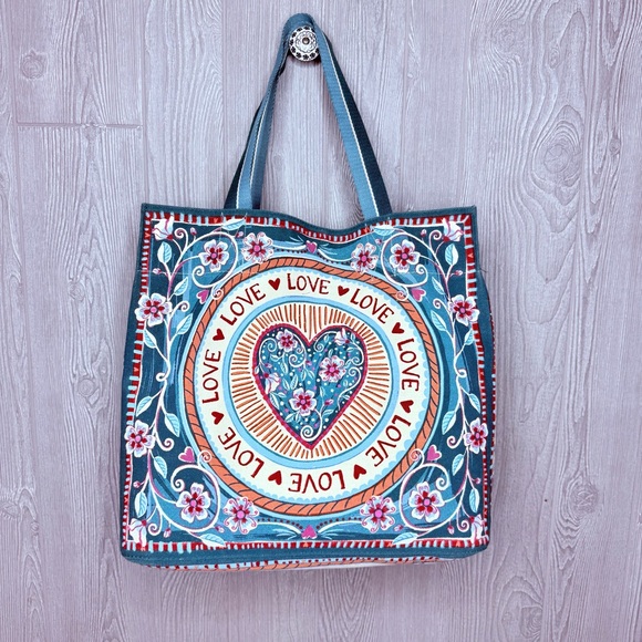Brighton Bella Tile Tote bag purse “ all you need is love “ beach bag - Picture 2 of 12